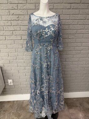 HY Women’s Embroidered Sequined A-Line Dress Size 4